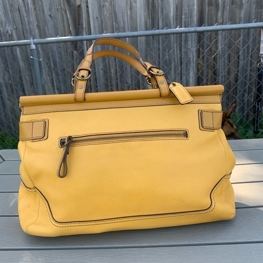 Vintage COACH purse mustard yellow Satchel handbag-shoulder bag E043-9749 - Picture 5 of 16